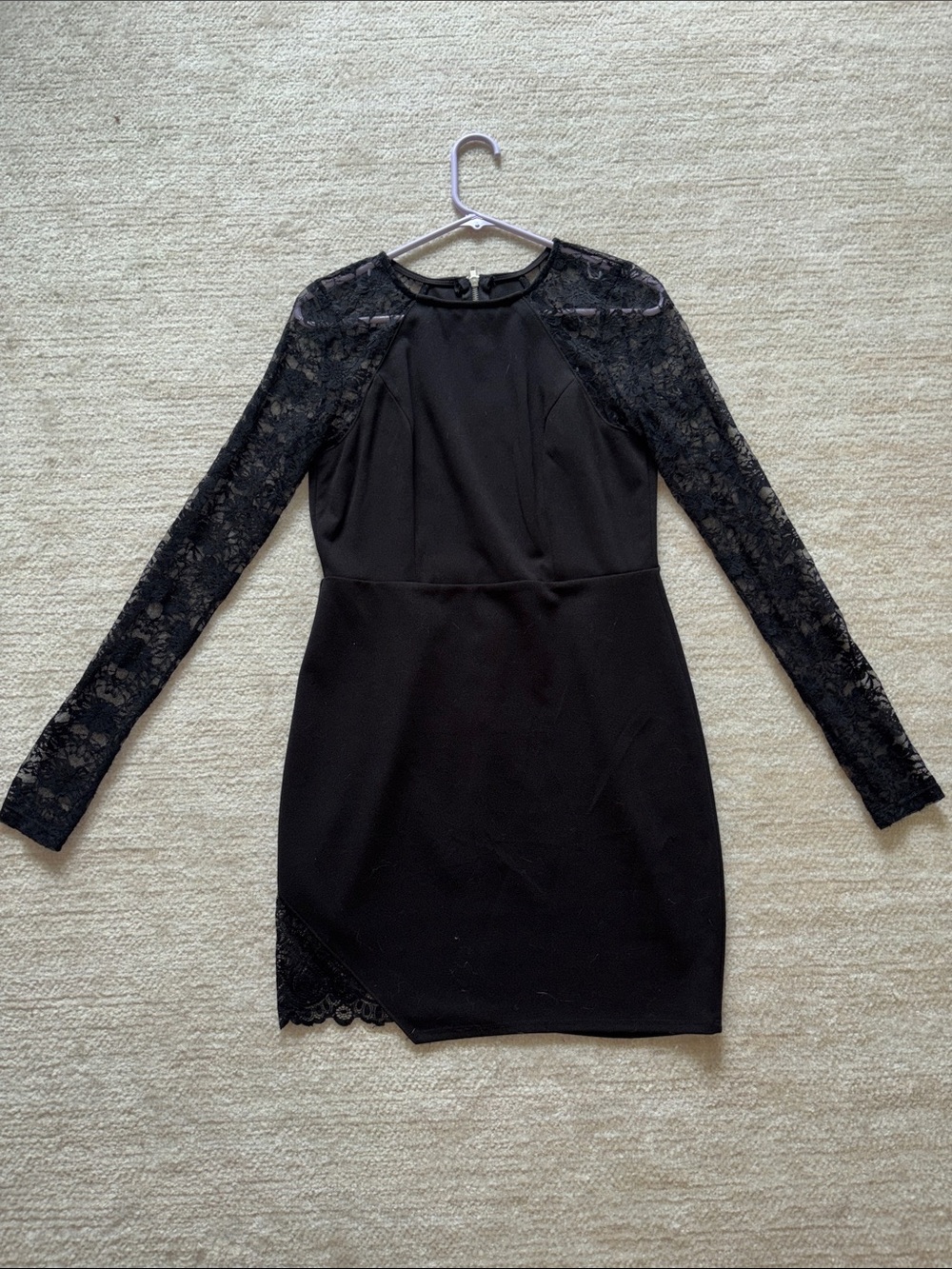 Classic Black Lace Long-Sleeve Sheath Dress